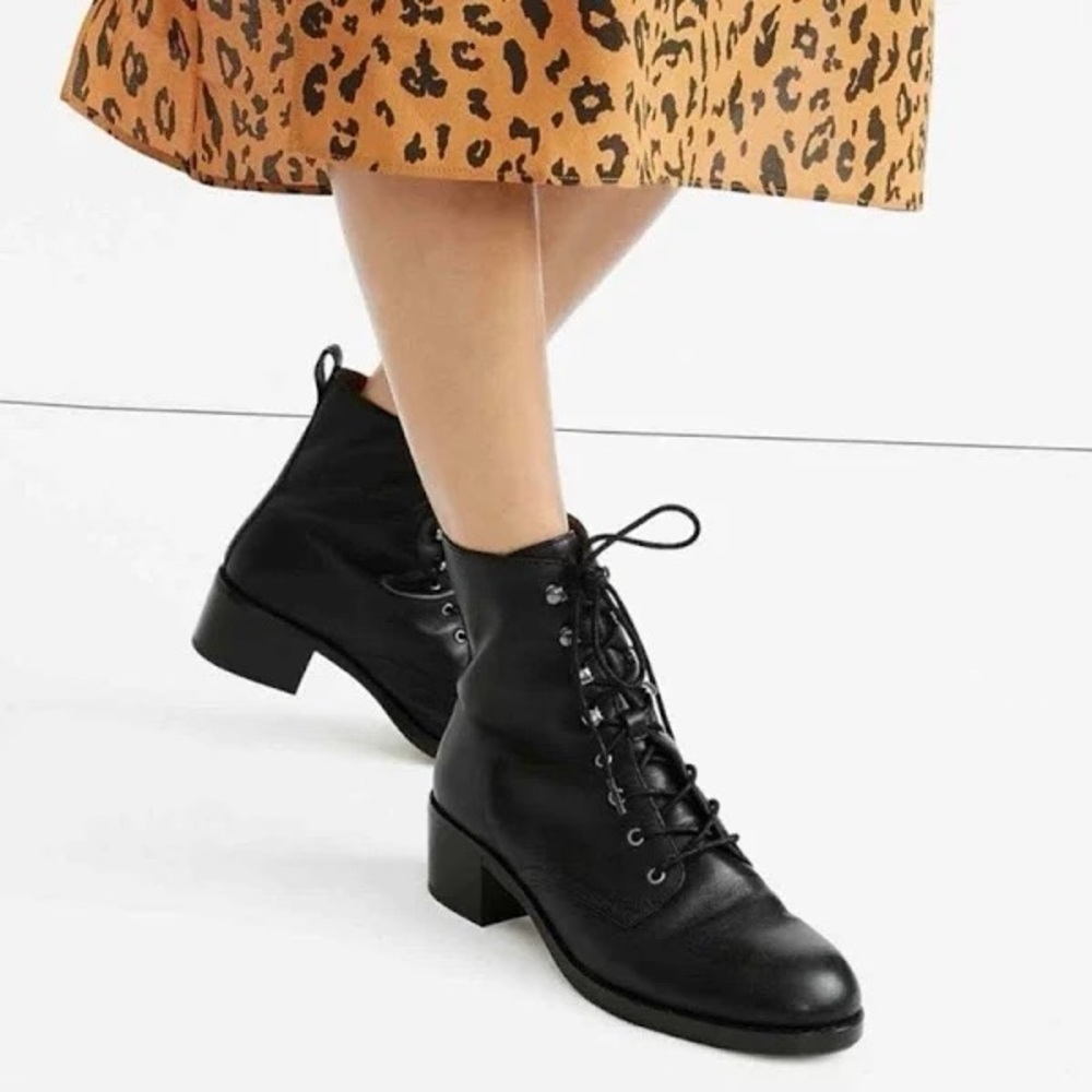 Madewell Patti Lace-Up boot size 7 true black